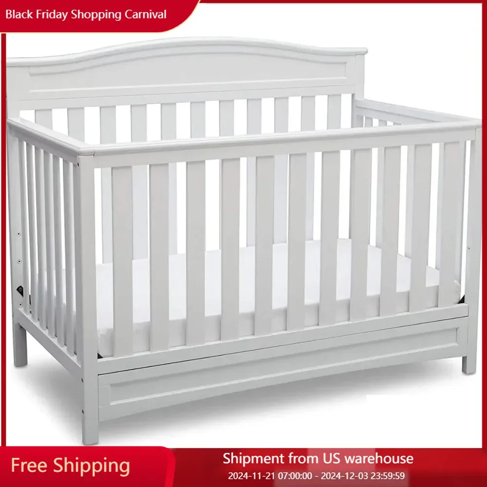 Children Emery 4-in-1 Convertible Baby Crib - Greenguard Gold Certified, White Convertible Cribs