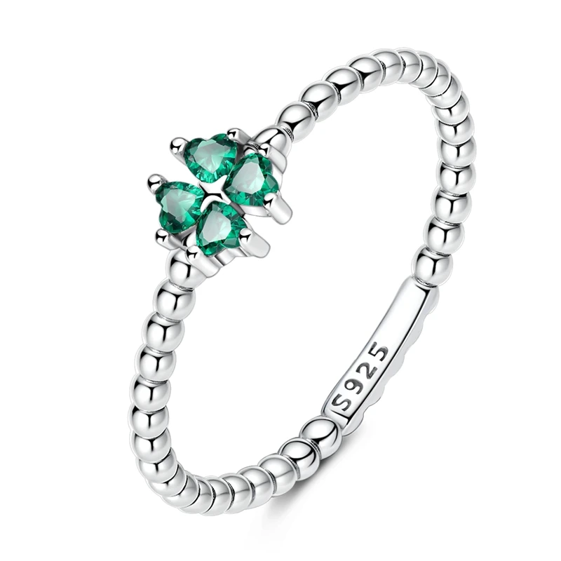 

New Ring 925 Sterling Silver Vintage Dewdrop Clover Sparkling Zircon Rings For Women Girls Birthday Anniversary Jewelry Gifts