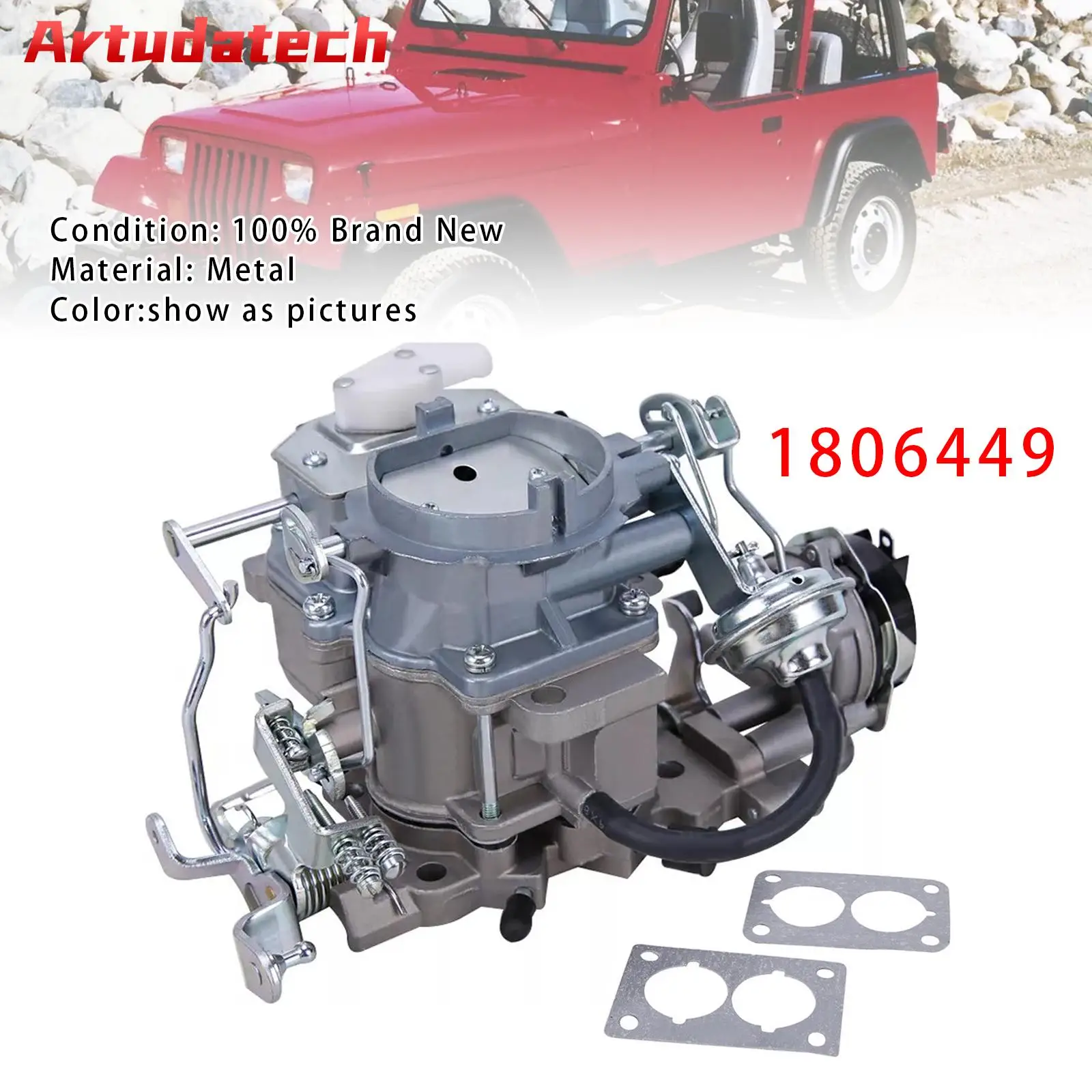 Carburador Artudatech 2 BBL 1806449 para Jeep 258 4.2L CJ5 CJ7 1979-86 Wagoneer BBD accesorios de coche
