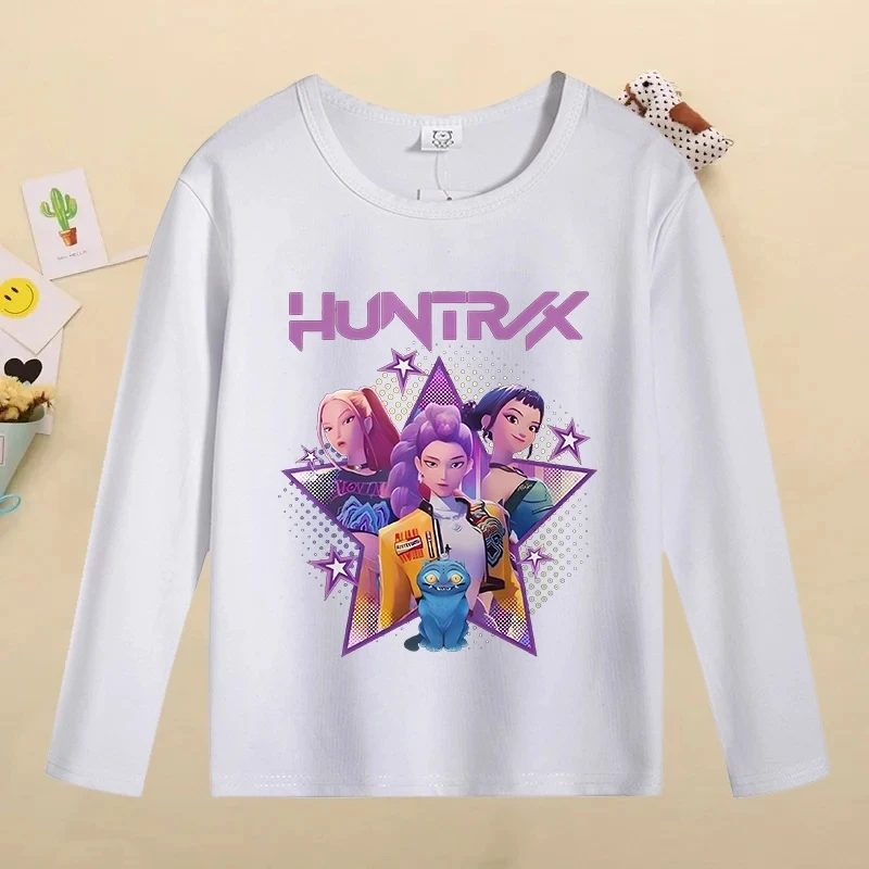 2025 Nuovo K Pop Demon Hunters T-shirt a maniche lunghe per bambini Carino nsil, cartoni animati stampati Top Ragazzi Ragazze T-shirt casual Autunno Childre