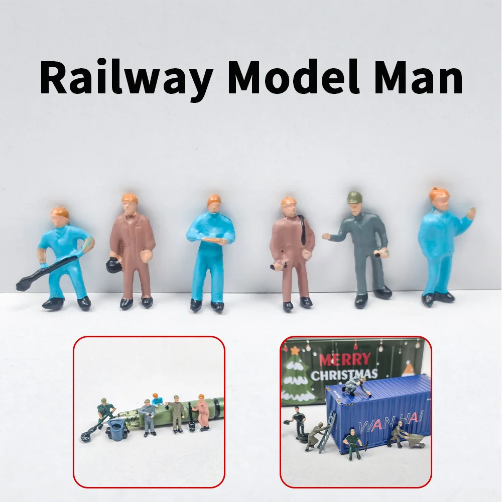 10Pcs/lot HO 1/87 Scale Miniature Railway Workers Model Figures People Kits For DIY Model Making Scene Accessory Random Style