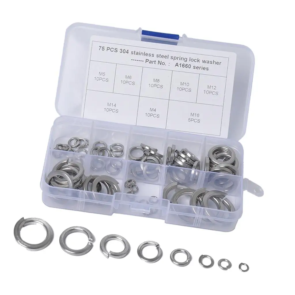 Split Lock Spring Washers - M3//M5/M6/M8/M10//M14/M16 - Stainless Steel