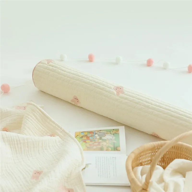 وسادة محيطة لسرير الأطفال حديثي الولادة مضادة للركل - سدادة سرير متقلب من القطن الخالص قابلة للفصل لحماية جدار سرير الأطفال للتهدئة