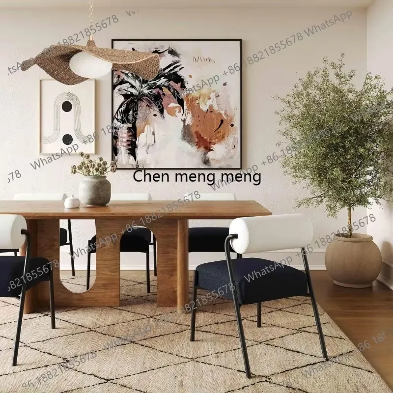 

Solid wood dining table log long table Nordic living room desk household rectangular meeting desk workbench F150