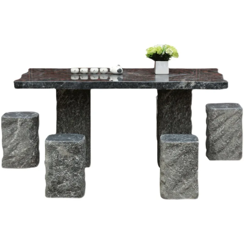 #Stone table courtyard set Garden outdoor rough stone leisure simple square tea table Natural marble