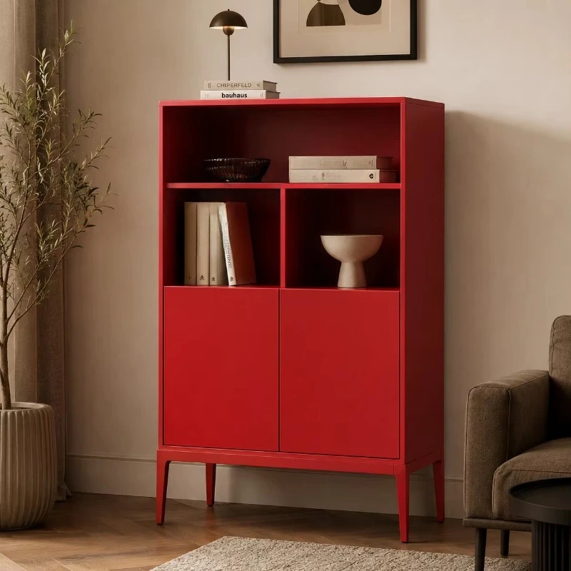 Modern simple wooden stainless steel retractable locker porch side cabinet