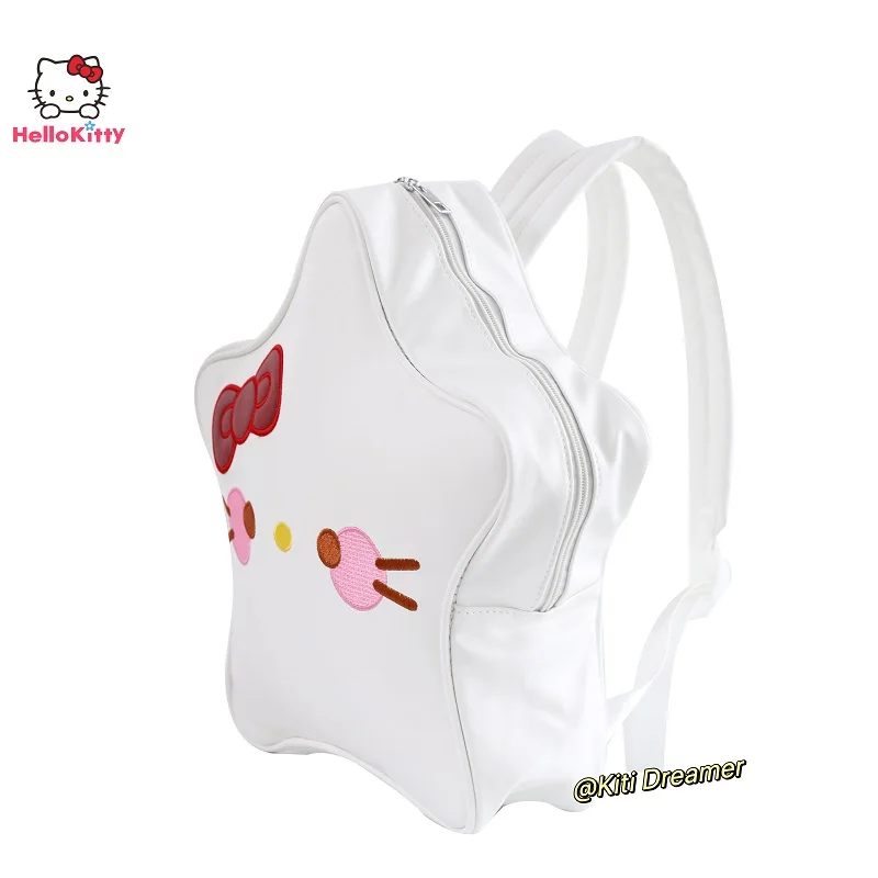 Sanrio Y2k Hello Kitty Backpack Kawaii Pom Puri Backpack Star Bag Fashion Pu Fashion Schoolbag Birthday Gift Mini Bags for Women