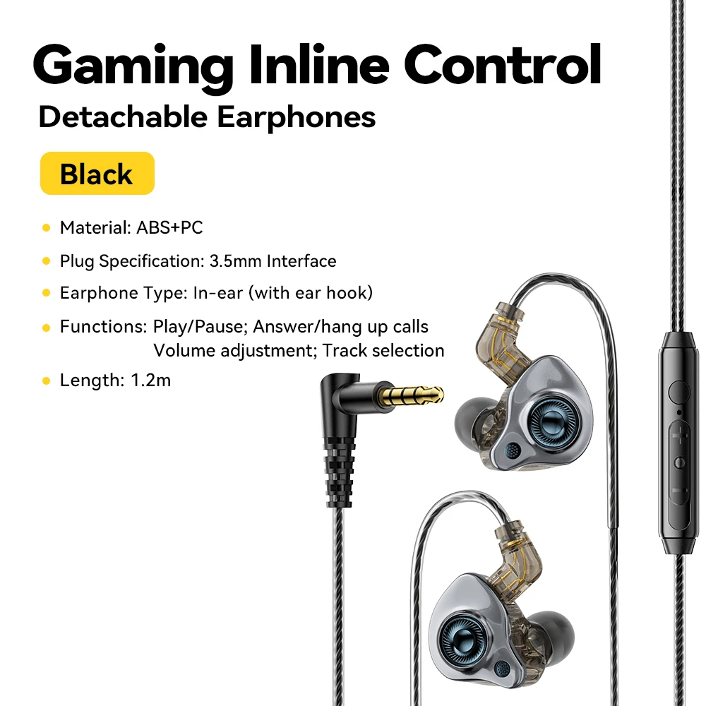 Essager 3,5 mm in-ear conch bedrade oortelefoon HiFi dynamische hoofdtelefoonmonitoren Verwisselbare oordopjes Type C Digitale bedrade oortelefoon