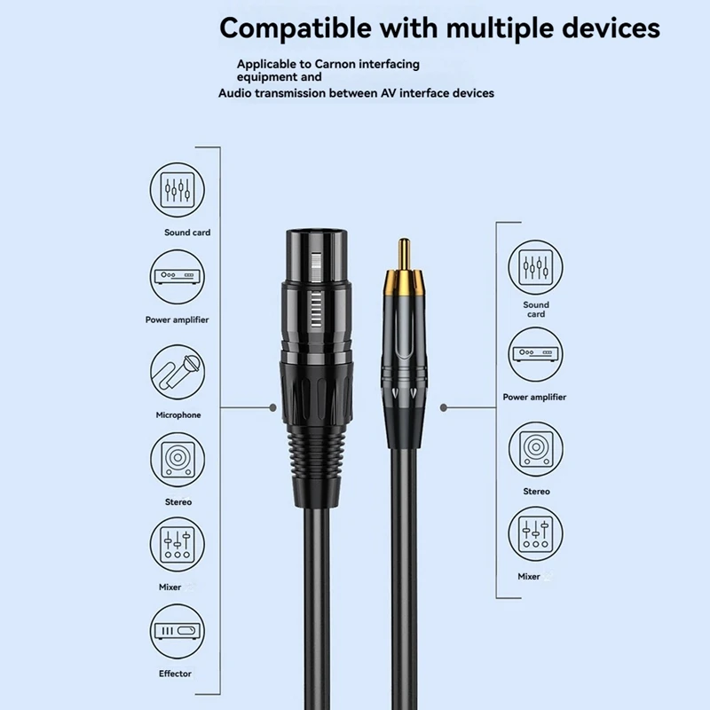 كابل RCA ذكر، كابل موصل مطلي بالذهب، محول كابل صوت ميكروفون XLR محوري 16.4 قدم