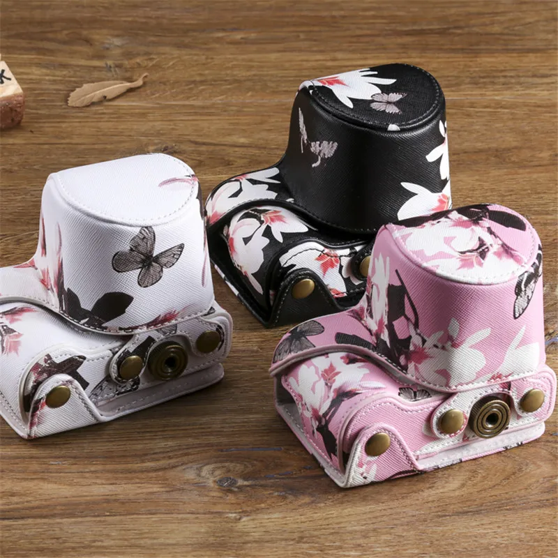 Butterfly Pattern PU Leather Hard Bag Cover For Sony A6400 A6300 A6100 A6000 A5100 A5000 NEX-3N Camera Case Pouch with Strap
