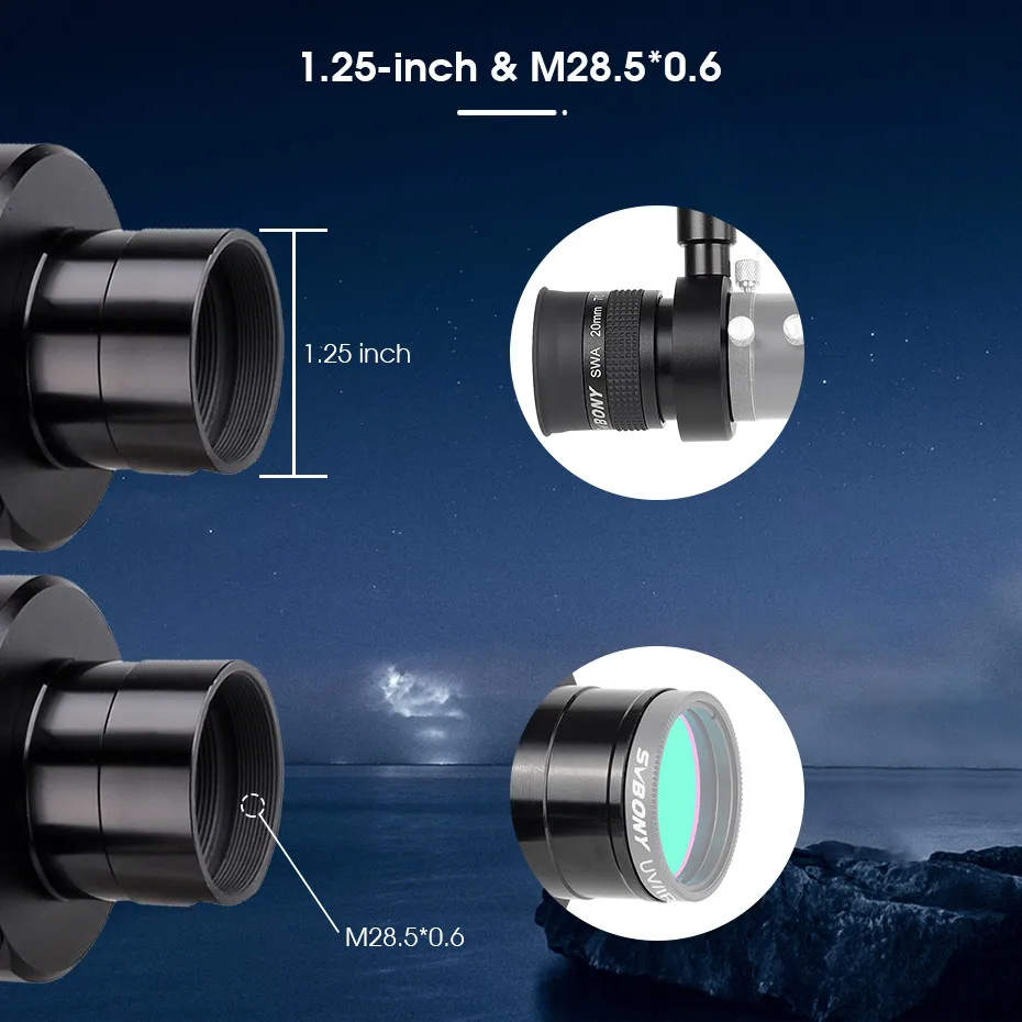 Svbony SV106 Guide Scope mit Helical Focuser Finder und SV152 SWA beleuchtetem Okular, vielseitig einsetzbar für astronomische Teleskope – Detail 2
