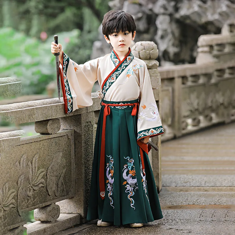 Cute Boys Chinese New Year Kids Hanfu Stage Outfit Young Master's Clothing Tang Cosplay Dress Suit For Litter Kid's Costume