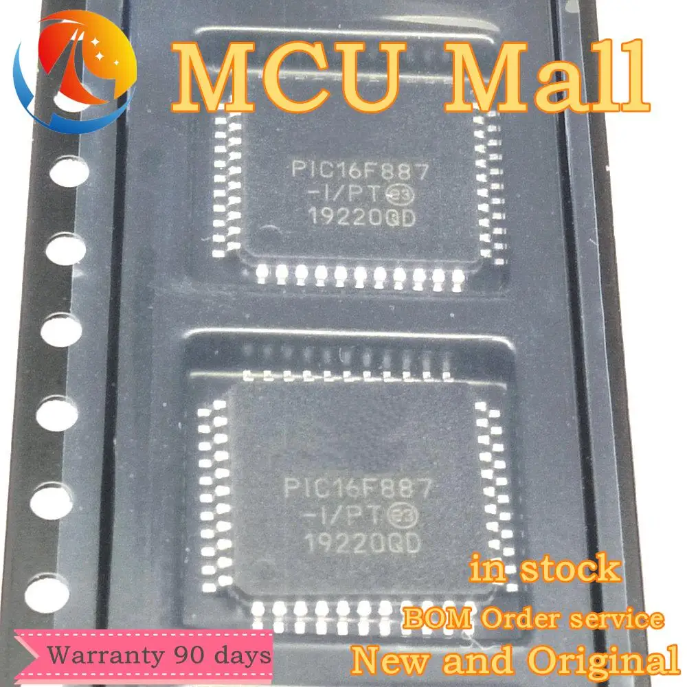 En stock1PCS PIC16F887-I/PT PIC16F887 16F887 TQFP44 IC chips de almacenamiento de circuitos integrados