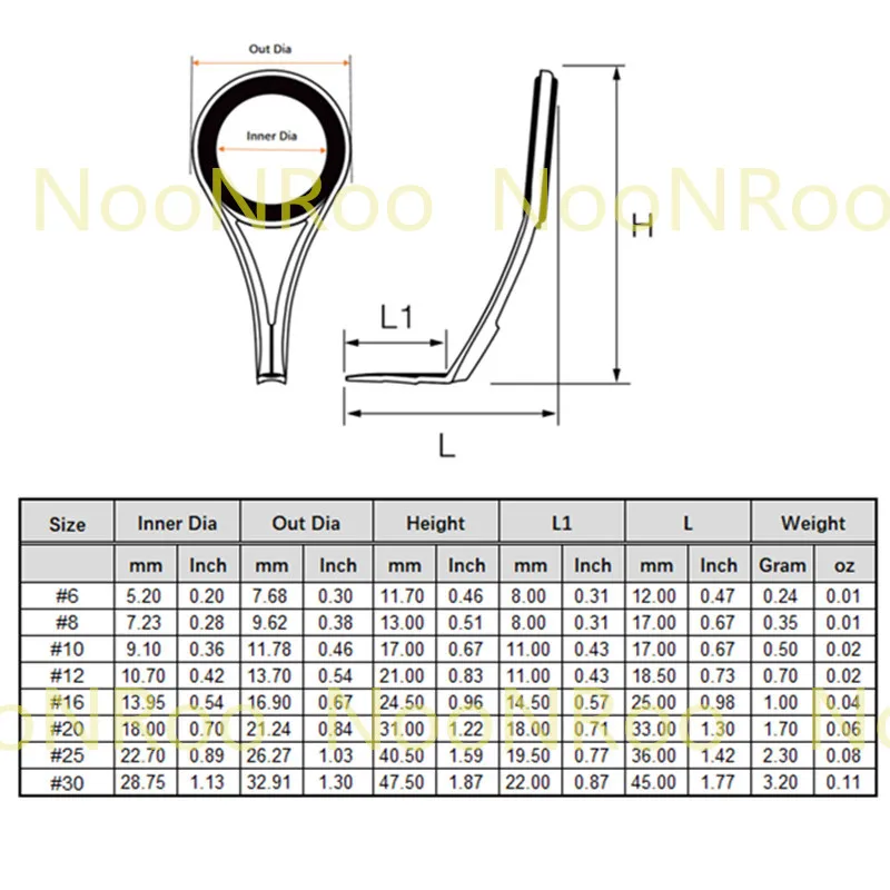 NooNRoo Stainless Steel Ring Guide Set  Spinning Fishing Rod Repair Guide Set 11Pcs/ Bag