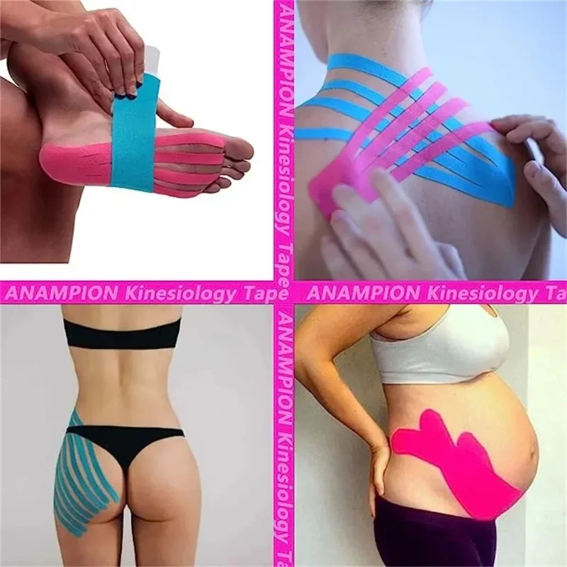 Kinesiology Tape Pro olahraga atletik, pita perekat elastis tahan air (20 strip pre-cut), pita perekat dukungan sendi pereda nyeri otot