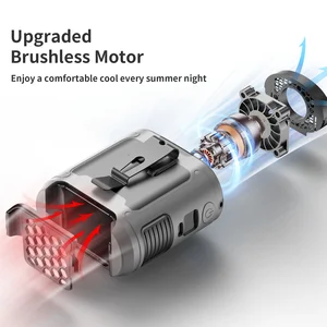 Quạt eo di động ngoài trời, 2000mah, treo cổ, gió mạnh với băng ghế điện, đèn LED cho thể thao, hành lang, công việc ngoài trời 8 Bán hàng chính không quạt NA - №4