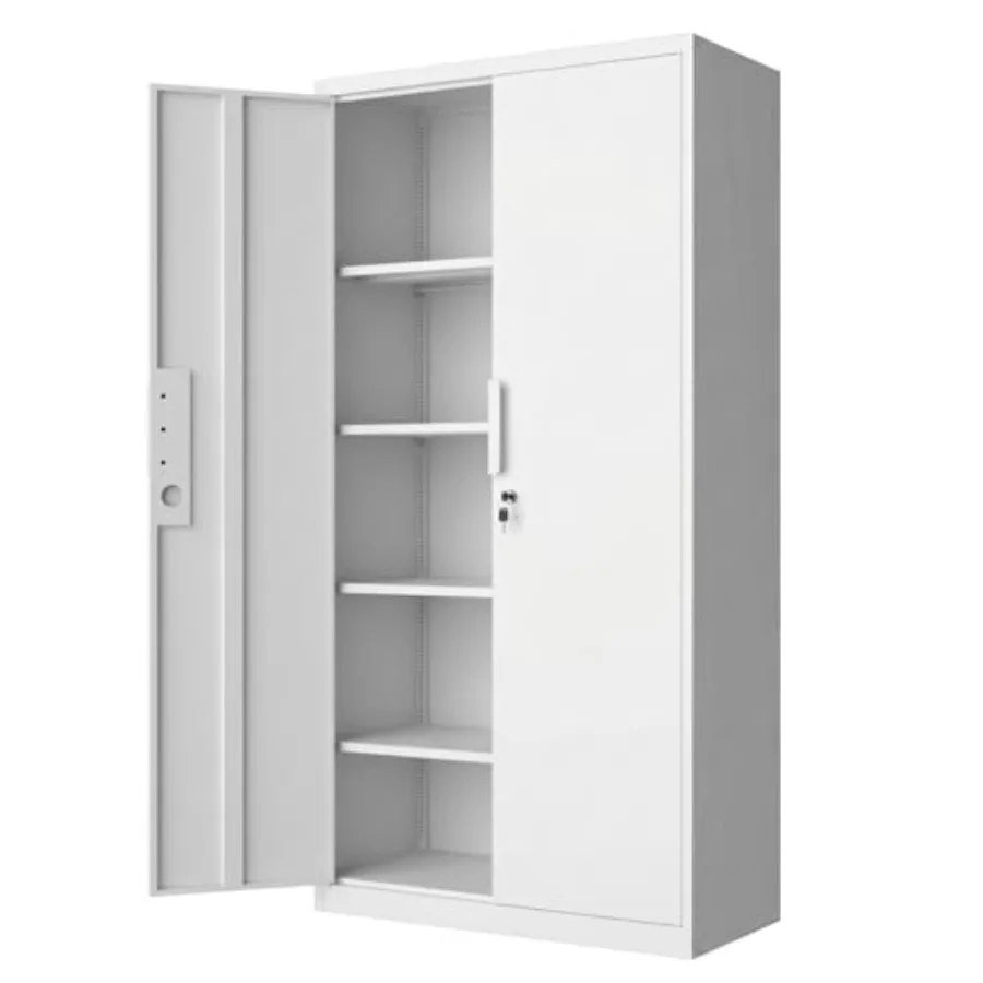 

Metal Garage Storage Cabinet with Lock, 71 Tall Steel Storage Locker with 4 Adjustable Shelves, Heavy Duty Metal Cabinet for Ga