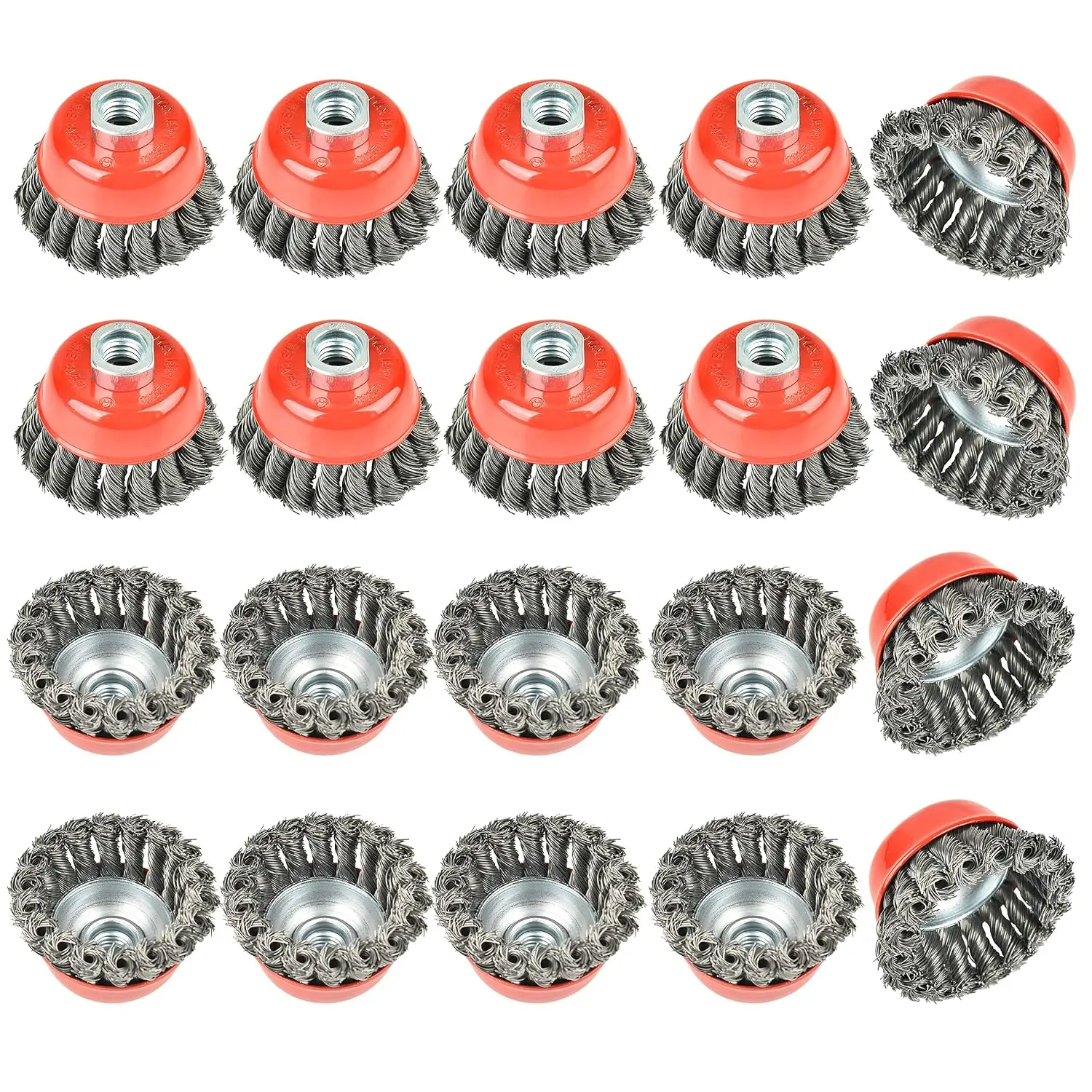 20 Pack Wire Wheel Cup Brush, 3 Inch Twisted Knotted Wheel Brush
