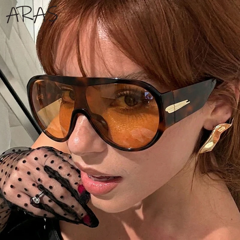 

Oversized Shield Sunglasses Women Luxury Designer Y2K Flat Top Black Big Frame Shades Retro One-Piece Fashion Windproof Eyewear