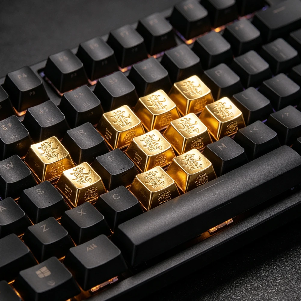 Luxury Solid Brass Artisan Keycap Chinese Lucky Zhao Cai Jin Bao Relief 1U Metal Keycaps for Cherry MX Mechanical Keyboard