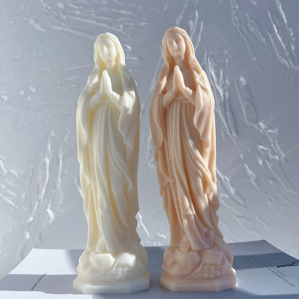 Imagem -05 - Virgem Maria Estátua Vela Molde Molde de Silicone Católica Abençoada Virgem Mãe Maria Figurines Mold Nossa Senhora de Jesus