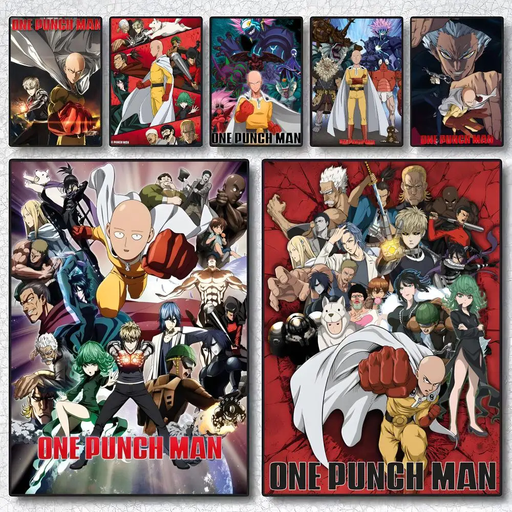 Retro Anime One Punch Man Poster Sticky Wall Art Printing Waterproof Home Living Bed Room Aesthetic Decor