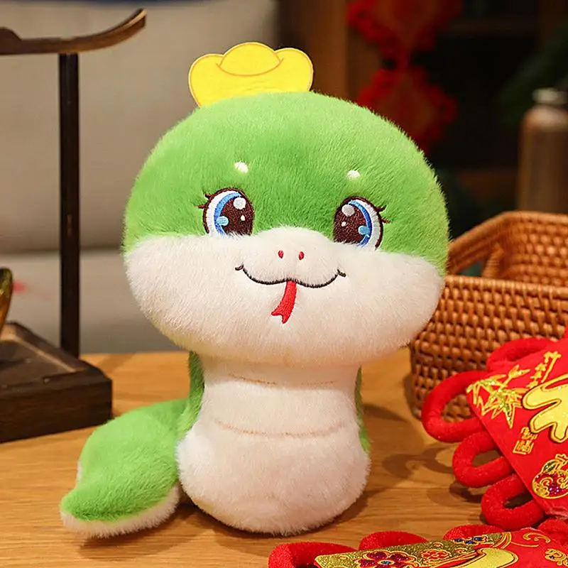 Plush Snake Animal Traditional Chinese Mascot Snake Stuffed Doll Household Soft Throw Pillow Huggable Spring Festival Decor