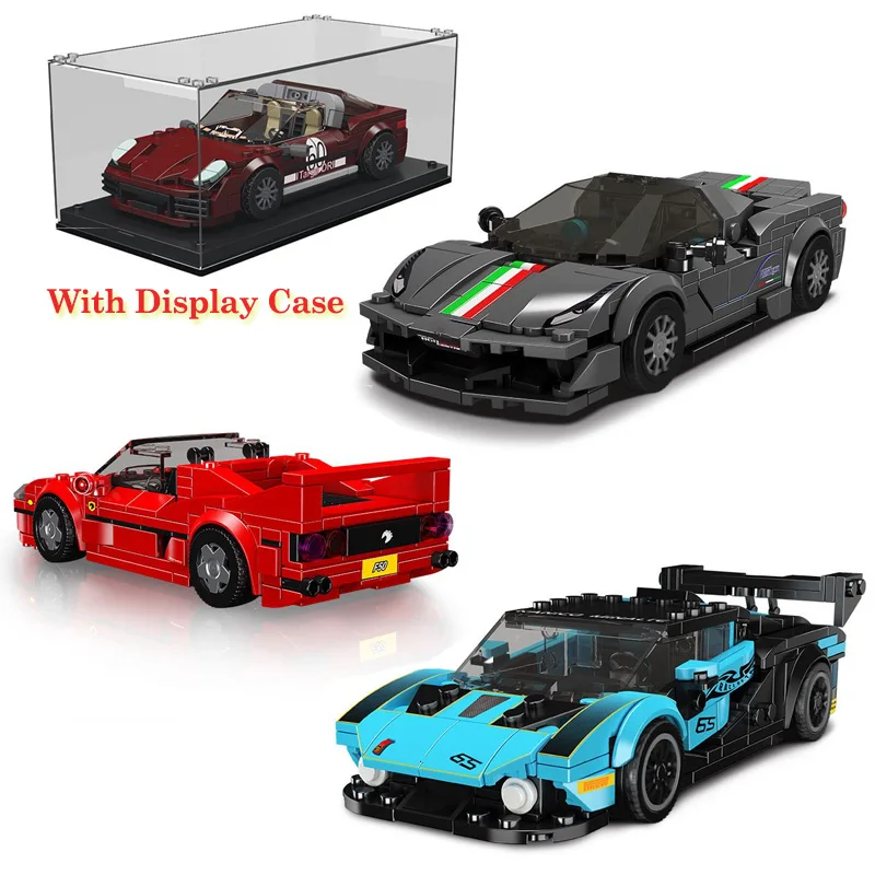 

MOC знаменитая модель автомобиля, строительные блоки 27060/27066/27065, спортивные автомобили с прозрачным футляром, головоломка для мальчиков, сборка, сделай сам, кирпичи, игрушки, подарки