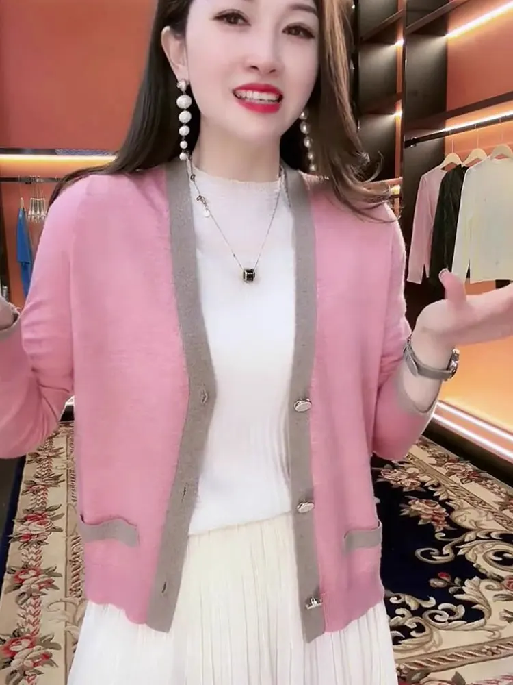 

Faionable Color Blo Knitted Open Cardigan Casual Loose Slimming Outerwear Women's Autumn New Sle Top Commute Wind Sle