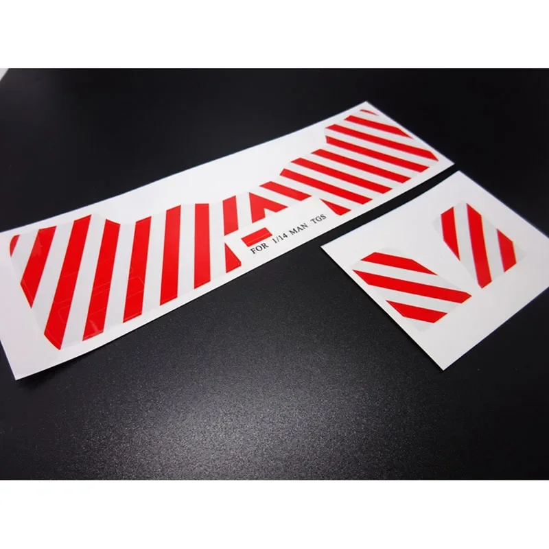 Front Chin Red and White Warning Strip Sticker Decorate for 1/14 LESU Tamiya RC Truck Trailer Tipper Scania Benz MAN Car Parts