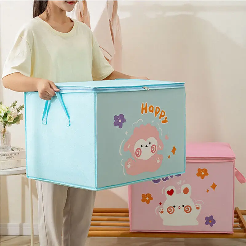 1Pc Cute Quilt Storage Bag Cartoon Thicken Waterproof Dustproof Clothes Toy Storage Organizer Wardrobe Organizer Home Storage