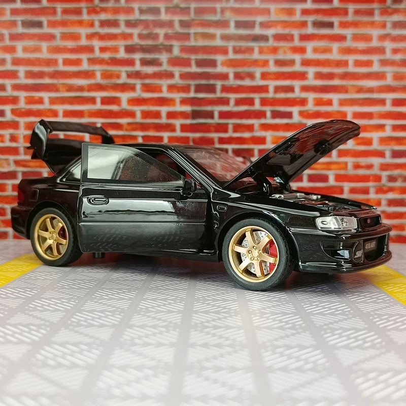 1:32 Subaru alloy supercar children's toy car model pull back acousto-optic car door and hood trunk can be opened  rich details