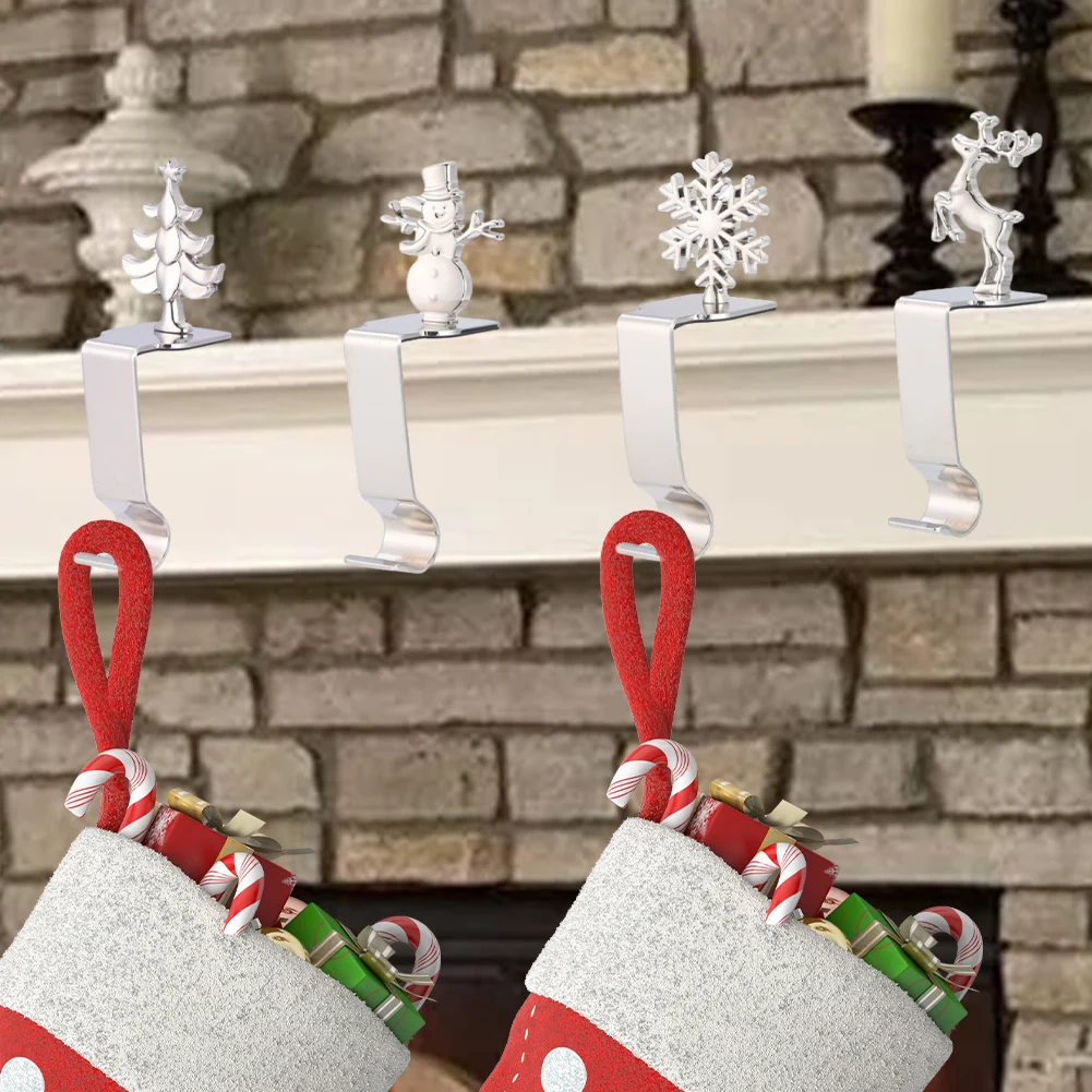 1pc Weihnachten Strumpf Halter Weihnachten Socke Haken Kamin Aufhänger Metall Clips Weihnachten Party Baum Hängen Haken