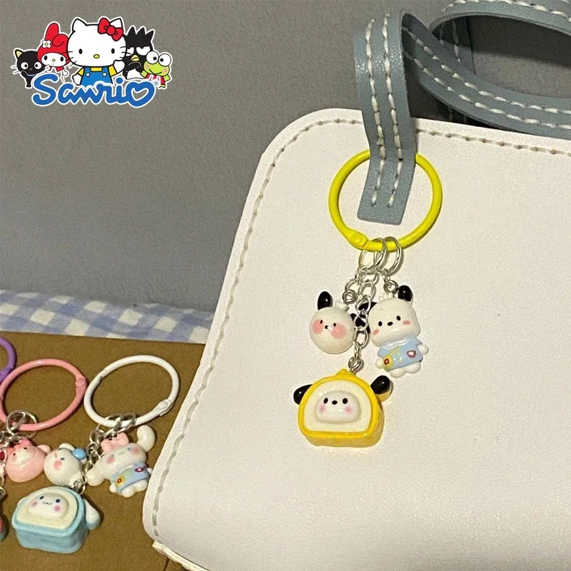 

Sanrio peripheral Cartoon Hello Kitty Keychain Kawaii Pochacco Kuromi My Melody Doll Keychain Bag Pendant Kids Birthday Gifts