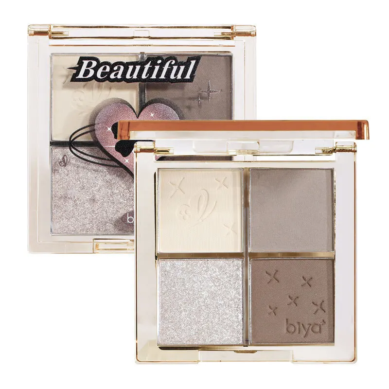 

Biya Four-Color Highlight Matte Brightening Glitter Natural Nude Makeup Nose Shadow Contour All-In-One Palette