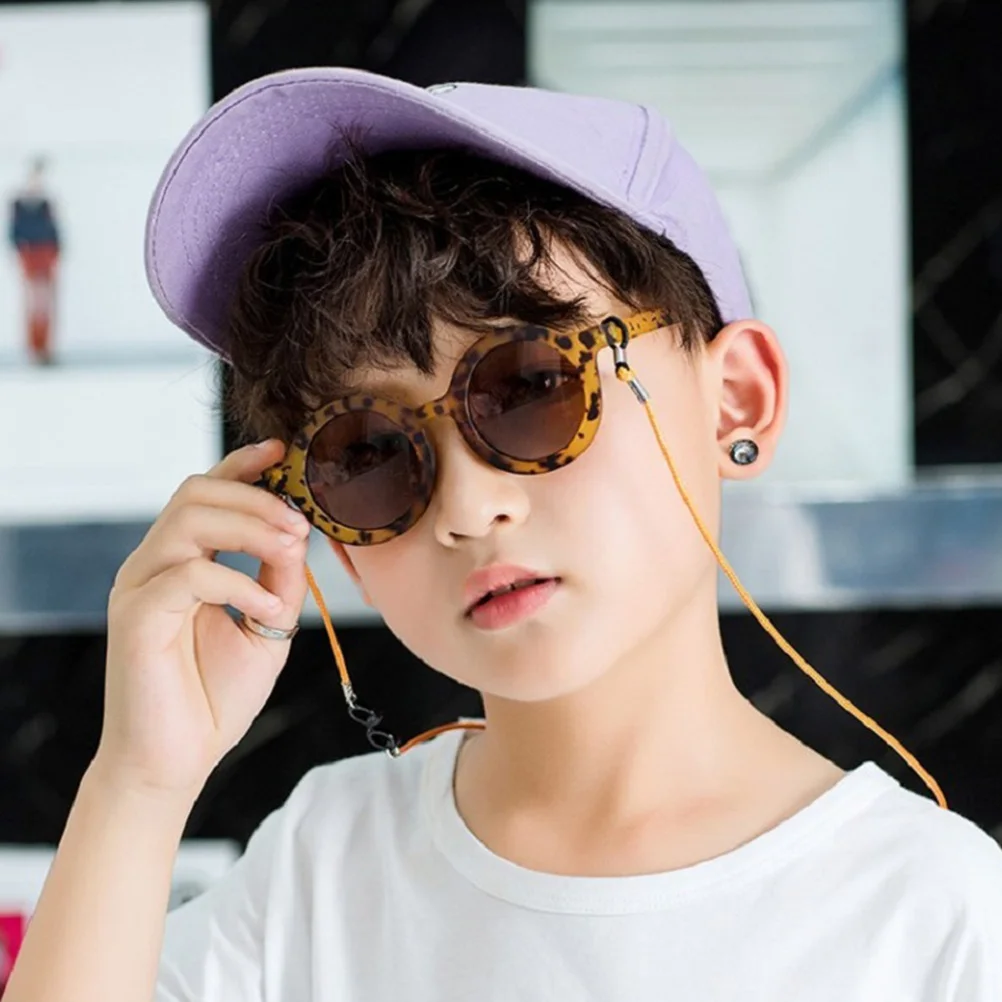 

Children Sunglasses Retro Small Round Leopard Grain Frame Brown Lens Outdoor Sunglasses for Boys Girls Sun Proof Cool Decoration