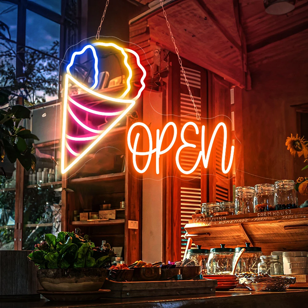 Ice Cream Can Solve Every Thing Neon Sign Ice Cream Led Logo Neon Sign Custom Neon Sign Restaurant Open Night Light Wall Decor