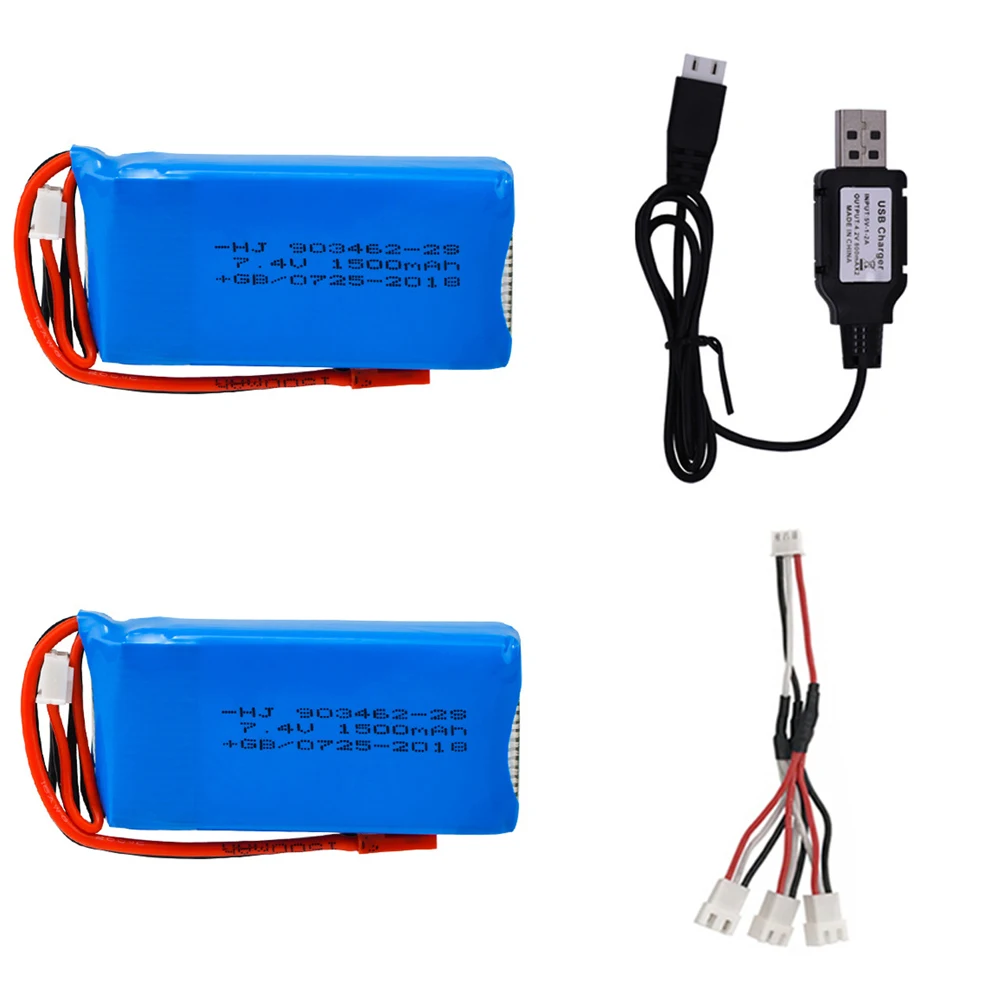 7.4V 1500mah rechargeable Lipo battery with USB Charger for Wltoys V913 L959 L969 L979 L202 K959 TY923 HJ816 HJ817 toy car parts