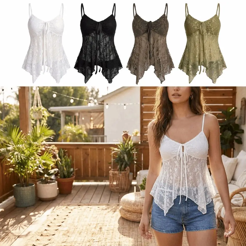 

New Lace Women Summer Camisole Sleeveless with Chest Pad Tank Tops Lace Patchwork Crop Tops Women Girl