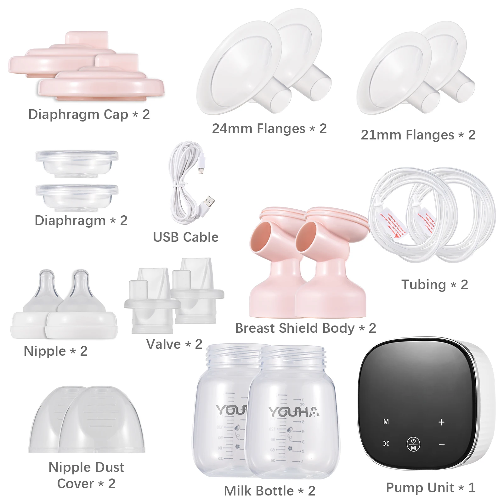 YOUHA A3 Double Electric Breast Pump for Breastfeeding Hands Free Breast Pump 3 Modes & 10 Suction Levels  Anti-Backflow Mirror