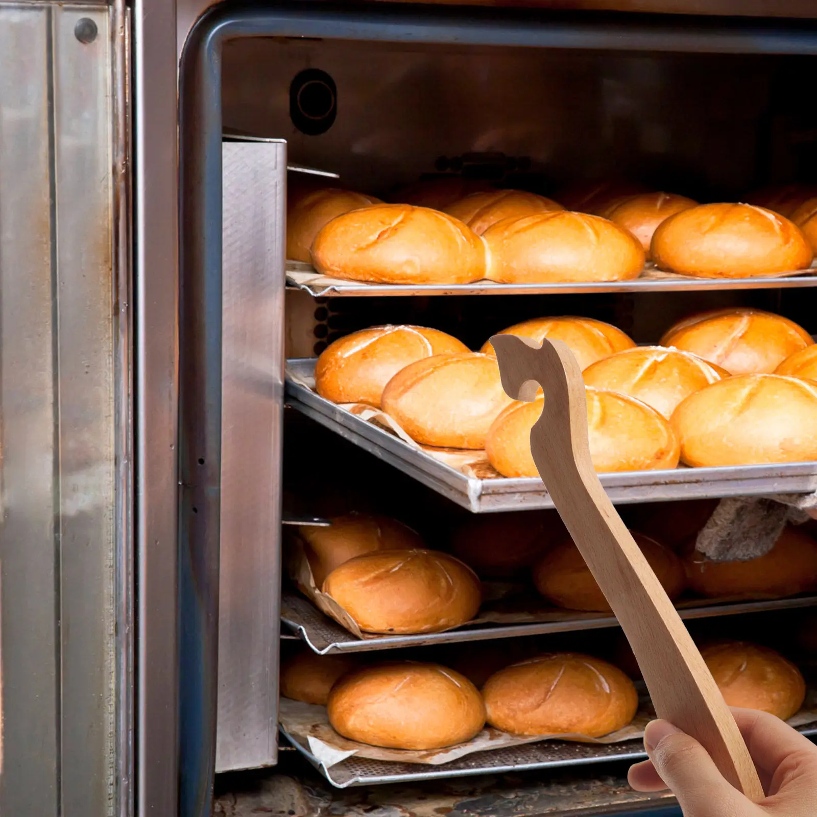 Oven Rack Puller Wood Heat Resistant Small Toaster Oven Rack Push Pull Tool Kitchen Accessories Baking Pull Stick Safe Distance