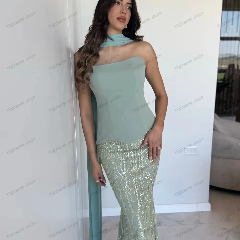 Moderne Abendkleider, elegantes Abendkleid, Pailletten-Applikationen, trägerlos, rückenfrei, Roben, glamourös, Vestidos De Gala, individuell gestaltet 2026