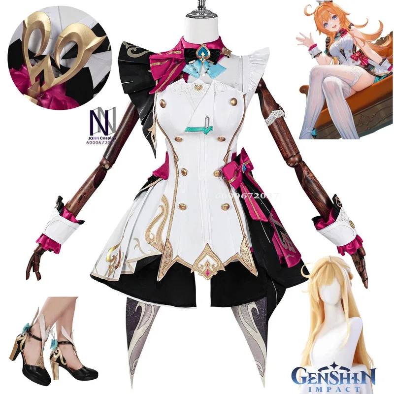 

Game Genshin impact Escoffier cosplay new anime costume Comic Con role playing popular cute dress tail wig shoes set for women