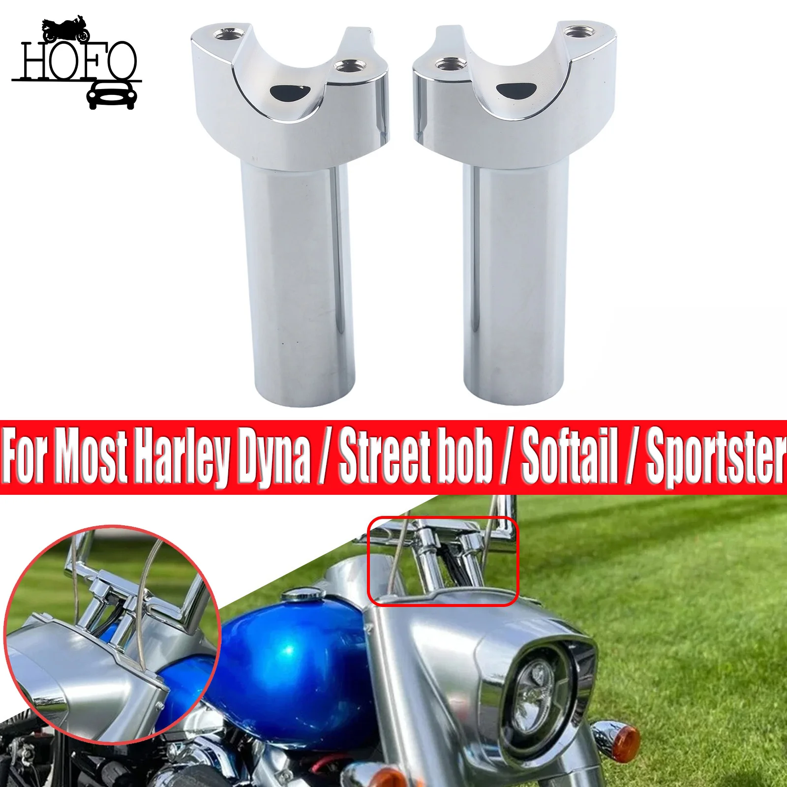 

4" Straight Handlebar Risers 1" Bar for Harley Touring Dyna Street bob Softail