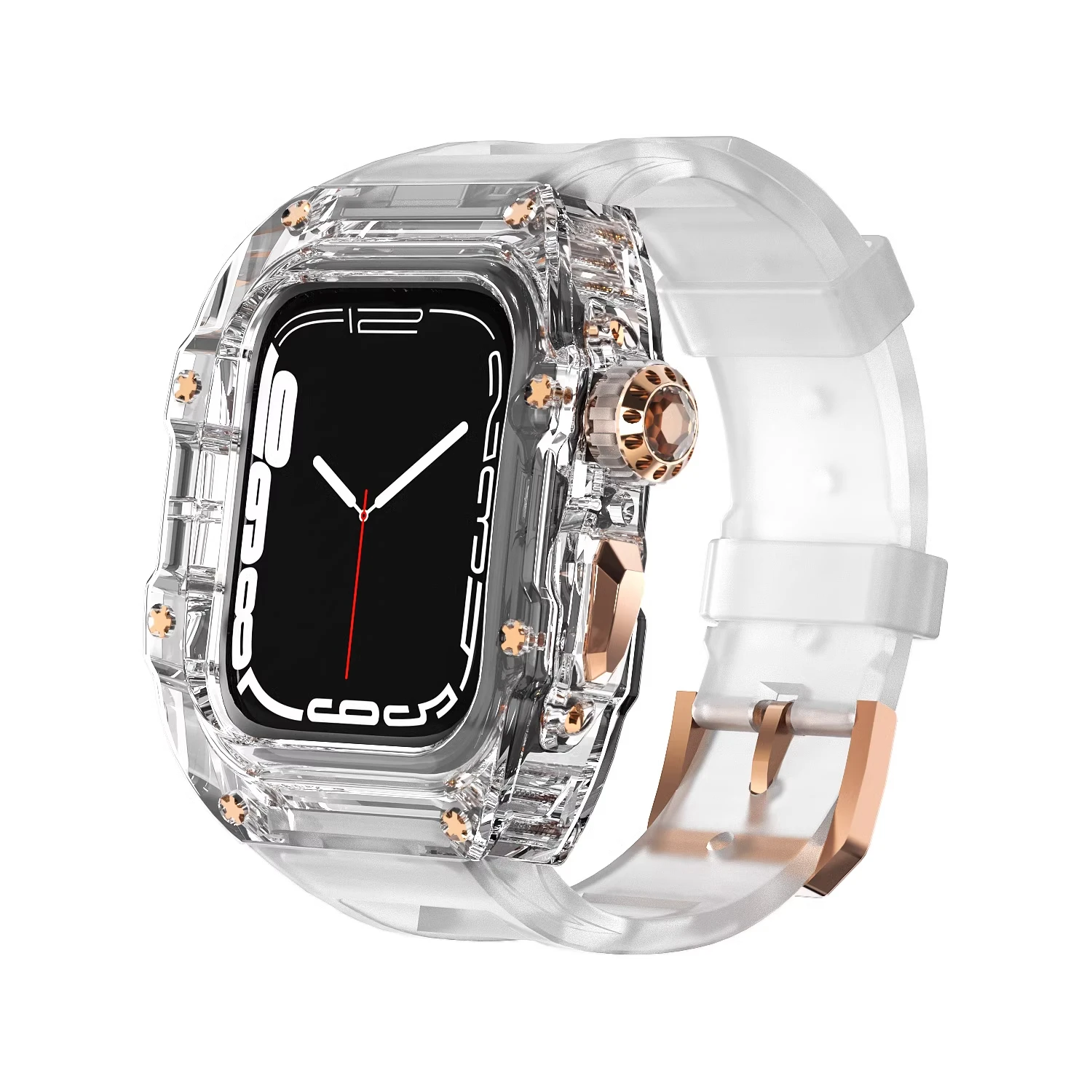 

Fit For iwatch10 And Apple Watch Ultra 2 Super Clear FKM Watch Strap With Richard Transparent Shell Mod Case