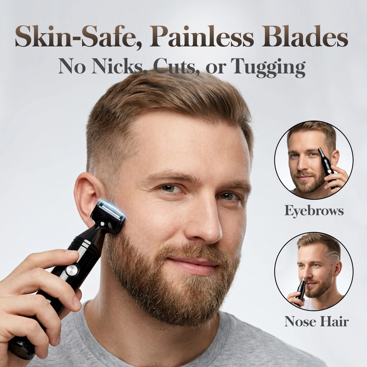 OMUONE　3 in 1 Electric Nose Ear Hair Trimmer for Men All Purpose Beauty Set Painless Trimming Nose Hair Beard Eyebrow Trimming