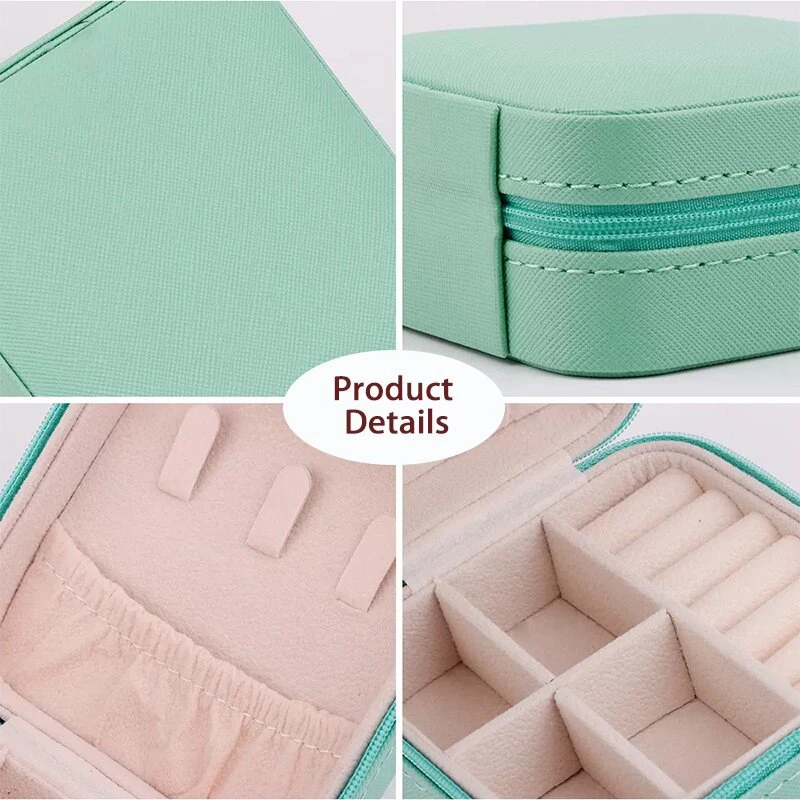 Portable Jewelry Organizer Mini PU Leather Travel Storage Boxes for Rings Earrings Necklace Bracelets Holder Jewelry Display Box