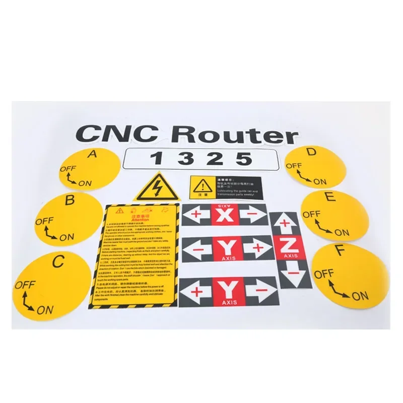 Safety Warning Sign Mark Sticker Operate Indicator X/Y/Z Warning Stickers CNC Engraving Machine Accessories