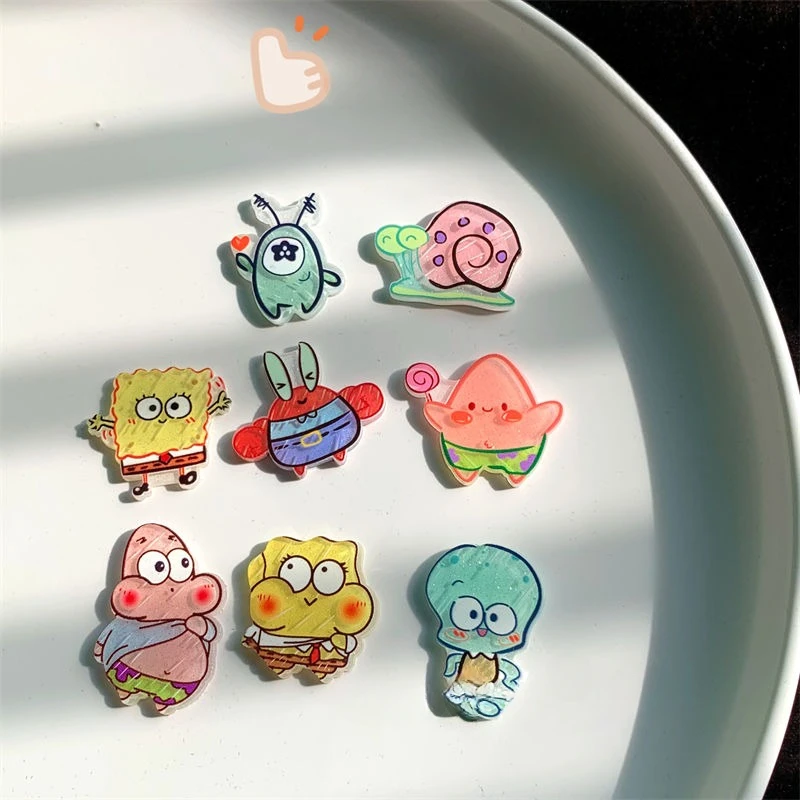 Cartoon SpongeBob SquarePants Patrick Star Sticker Cute Acrylic Refrigerator Electric Car Cup Decorative Sticker Wholesale