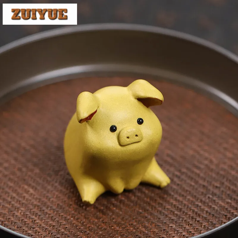 Yixing Purple Sand Small Pig Tea Pet Elegant Tea Figurine Household Tea Ceremony Tea Statue Kung Fu Tea Cafes Supplies Craft